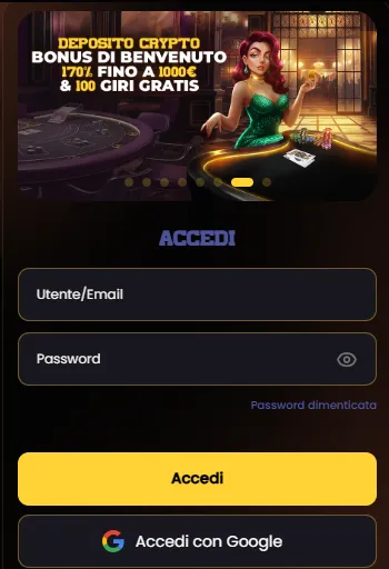Schermata di accesso Donbet su mobile