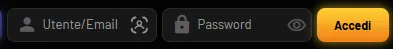 Campi utente, password e pulsante Accedi di Donbet